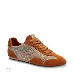 COACH Flat Sneaker Women's Tan Suede Low-Top Sneaker